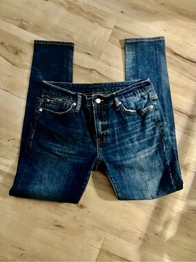 Denim & Supply Ralph Lauren Blue Distressed Leather Patch Jeans 31/30